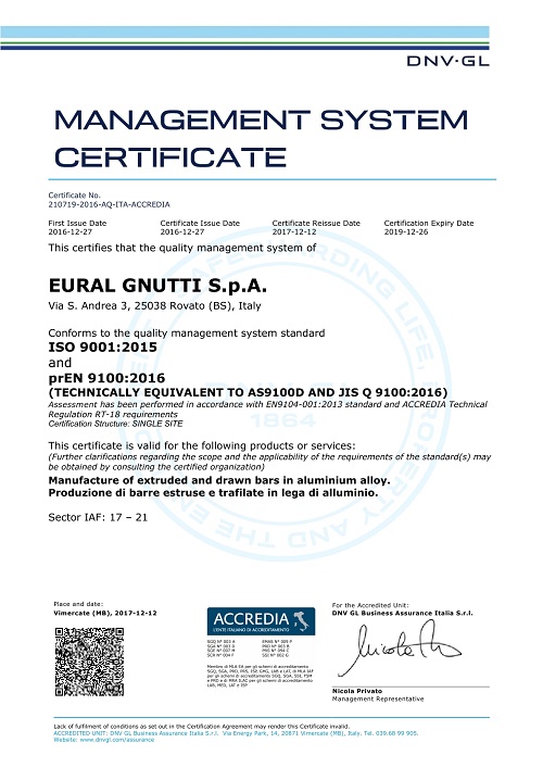 Сертификат EURAL 1